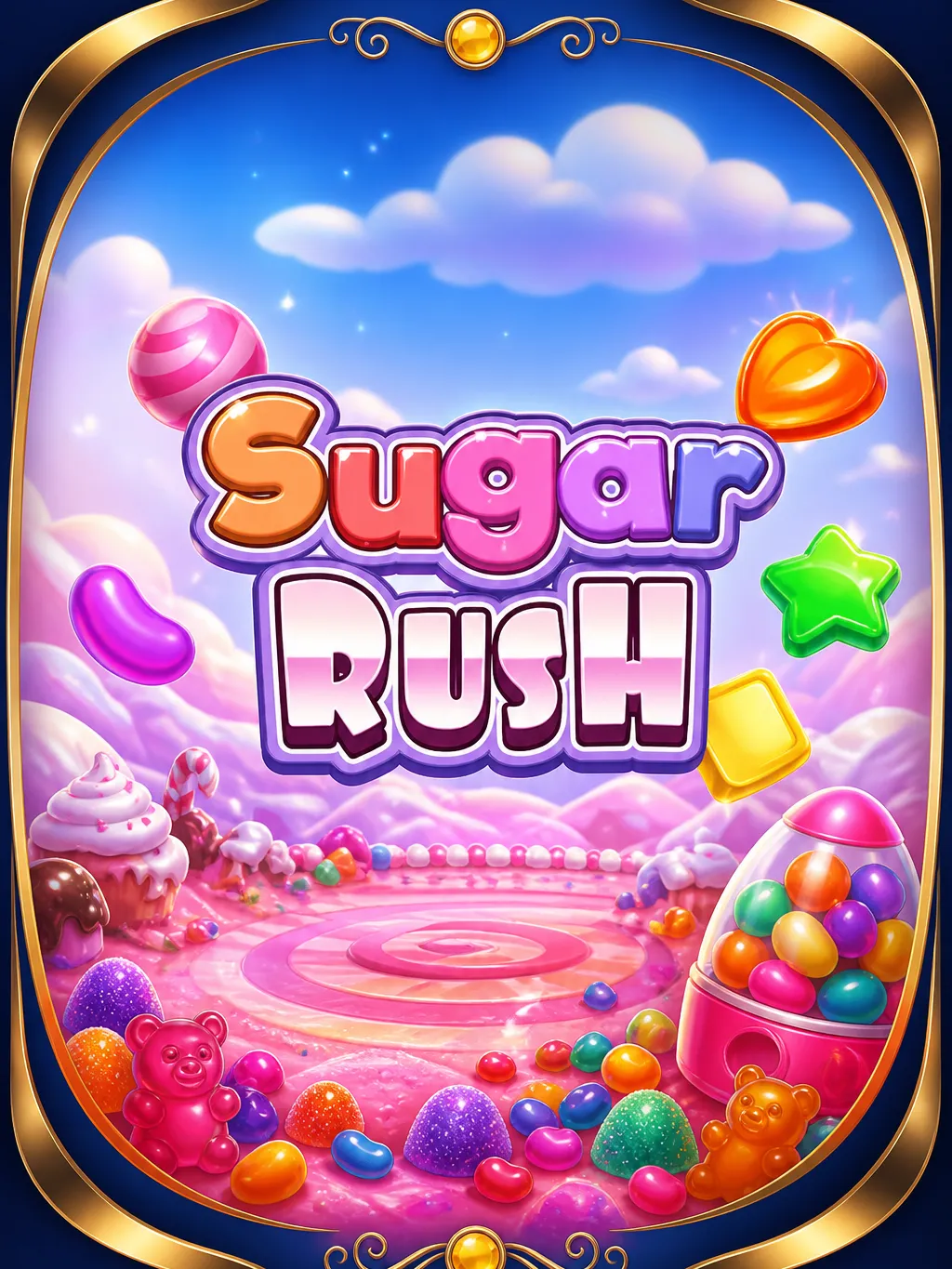Sugar Rush slot game - candy grid with rising cluster multipliers